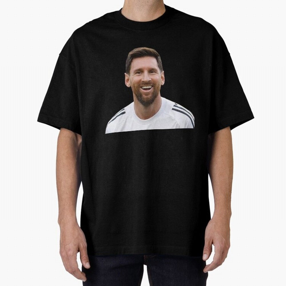 Lionel Messi smiling Oversized T-Shirt Build FIFA World Cup 2026 Group Stage Spirit, Connected to France and Portugal, CR7, Football Festival Excitement, Trophy Ambitions, Country Rivalries and Star Player Buzz; Ideal for Fans Who Follow Messi,