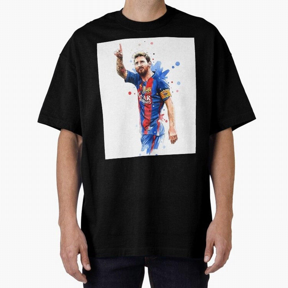 Lionel Messi Barcelona football legend Oversized T-Shirt Represent FIFA World Cup 2026 Spirit, Highlighting Argentina and Brazil, Messi, CR7 and Mbappe, Vintage Soccer Flavor, Modern Football Stars, National Flags and Final Night Emotion; Made for