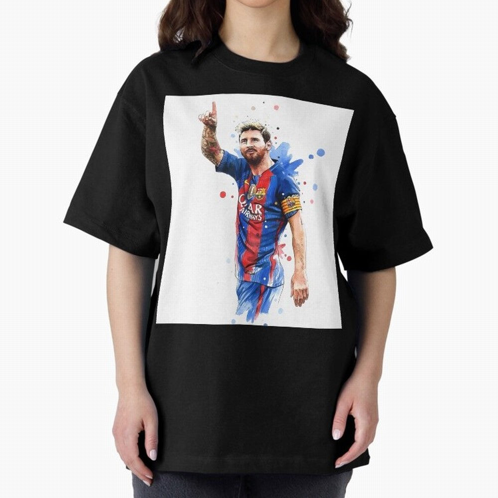 Lionel Messi Barcelona football legend Oversized T-Shirt Represent FIFA World Cup 2026 Spirit, Highlighting Argentina and Brazil, Messi, CR7 and Mbappe, Vintage Soccer Flavor, Modern Football Stars, National Flags and Final Night Emotion; Made for
