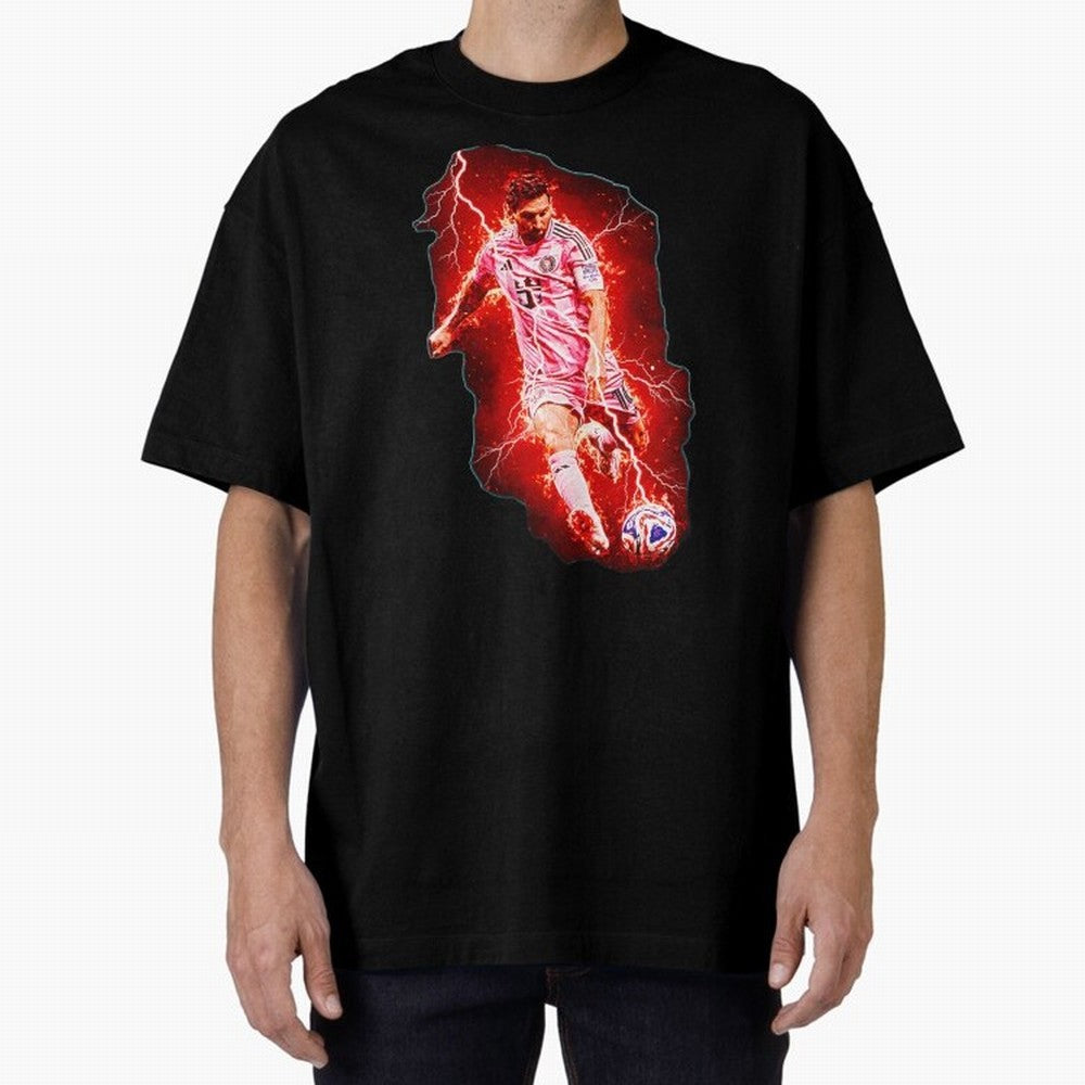 Messi The Goat (HD) High Definition Design | Exclusive Fanart Oversized T-Shirt Celebrate Football Dreams Across FIFA World Cup 2026 Group Stage Celebrating Cristiano Ronaldo, Haaland and CR7, Portugal, Spain and Germany Energy, Retro Football