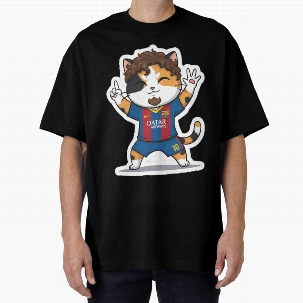 Fcb - Fc Barcelona | Cute Cat Messi with Jersey Barcelona Classic T-Shirt Honor Global Football Passion for FIFA World Cup 2026, Inspired by Messi and Cristiano Ronaldo, Portugal, Sports Nostalgia, International Competition, Famous Players and