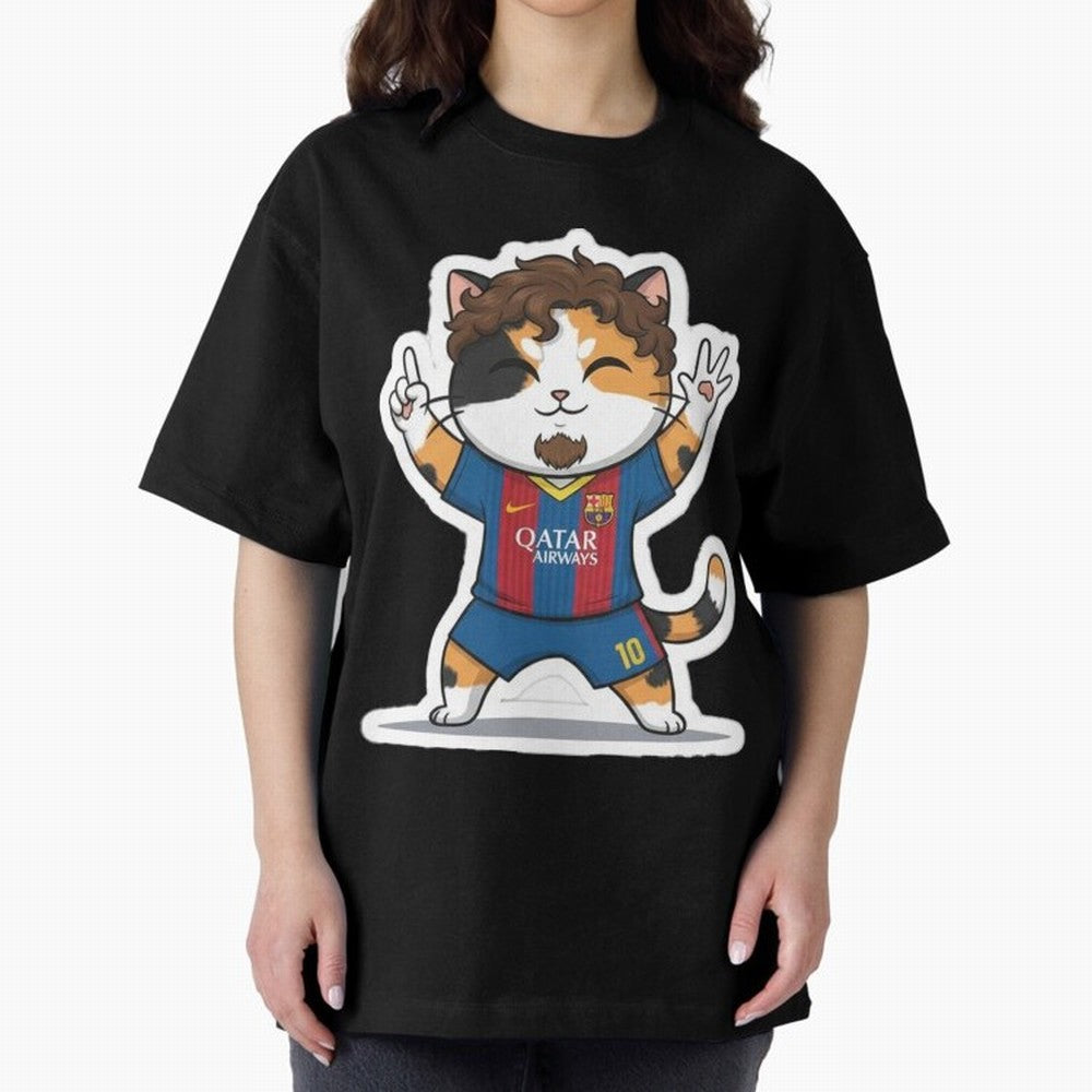 Fcb - Fc Barcelona | Cute Cat Messi with Jersey Barcelona Classic T-Shirt Honor Global Football Passion for FIFA World Cup 2026, Inspired by Messi and Cristiano Ronaldo, Portugal, Sports Nostalgia, International Competition, Famous Players and