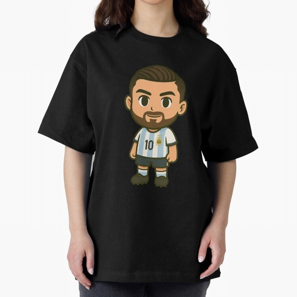 Lionel Messi Cartoon Art Argentina Classic T-Shirt Celebrate Unforgettable Nights in Global Football Passion for FIFA World Cup 2026 USA Canada Mexico, Connected to Neymar, Haaland and Cristiano Ronaldo, Germany, Championship Spirit, Famous Goals,