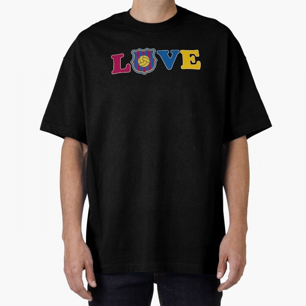 Love Barcelona Oversized T-Shirt Join FIFA World Cup 2026 Group Stage for Fans of CR7 and Portugal, Spain and Germany, Bringing Retro Football Energy, Iconic Rivalries, Trophy Chase Drama and Stadium Atmosphere; Perfect for People Who Love