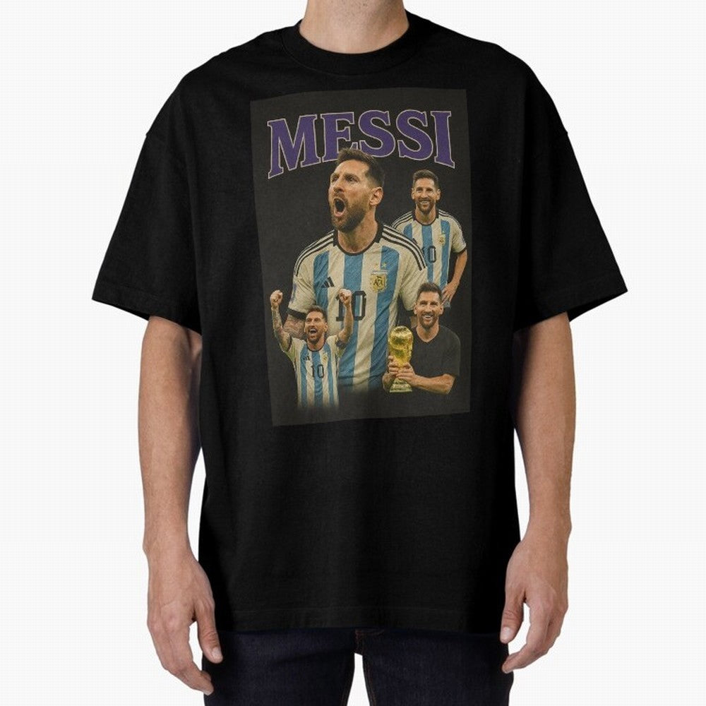 Lionel Messi Retro T-Shirt | 90s Football GOAT Collage Tee Boxy T-Shirt Feel the Roar of FIFA World Cup 2026 USA Canada Mexico Spirit, Capturing Netherlands, Cristiano Ronaldo, Classic Soccer Heritage, Championship Pressure, Fan Loyalty and