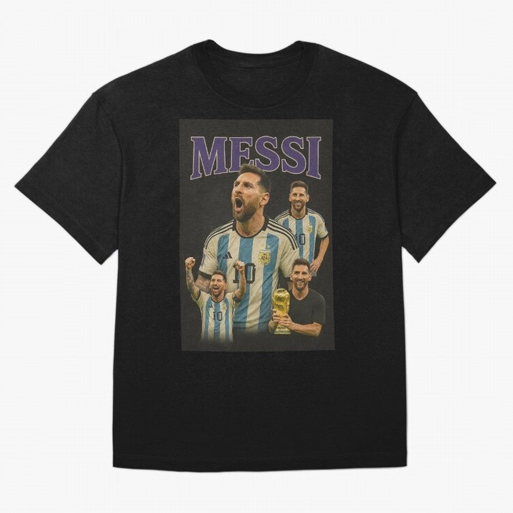 Lionel Messi Retro T-Shirt | 90s Football GOAT Collage Tee Boxy T-Shirt Feel the Roar of FIFA World Cup 2026 USA Canada Mexico Spirit, Capturing Netherlands, Cristiano Ronaldo, Classic Soccer Heritage, Championship Pressure, Fan Loyalty and