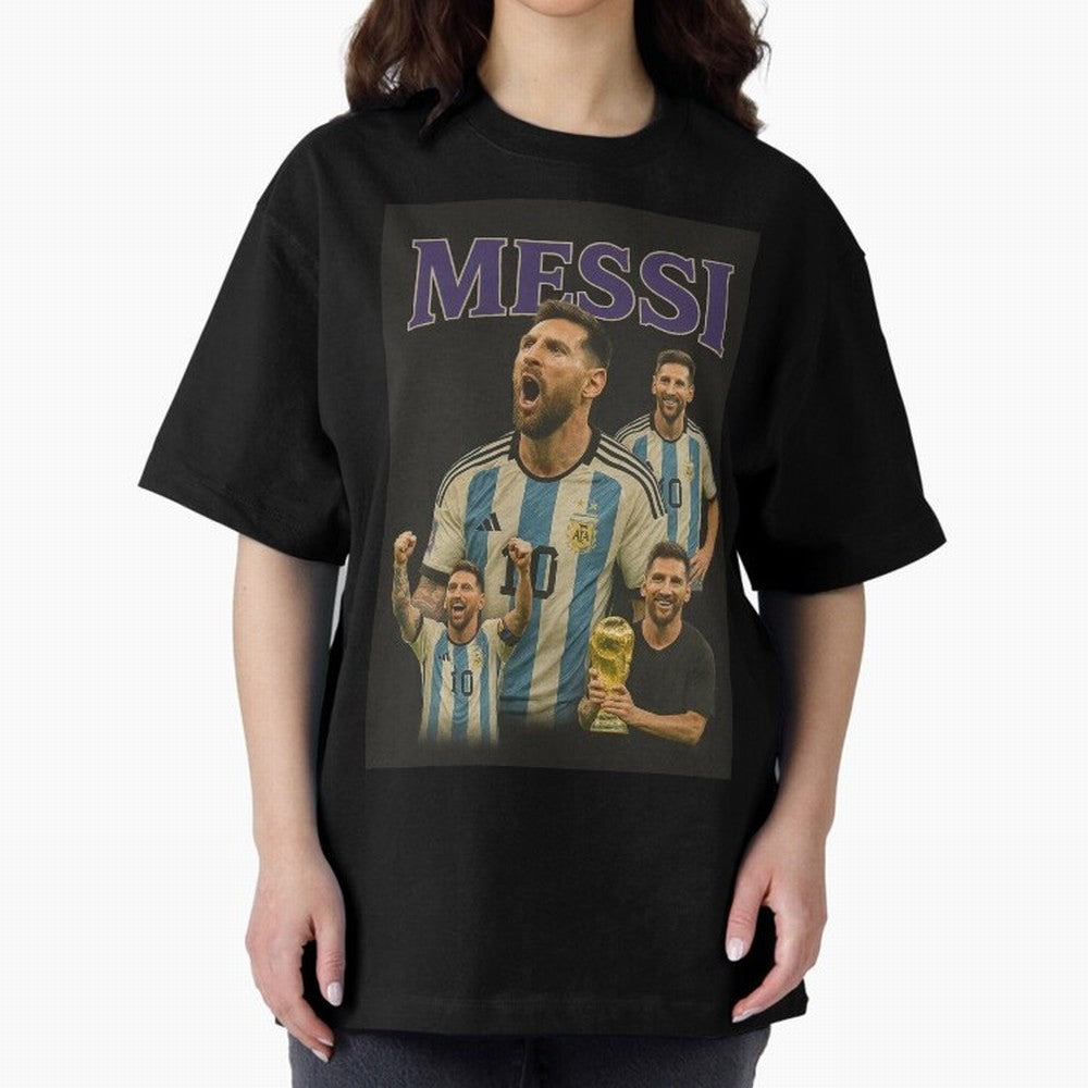Lionel Messi Retro T-Shirt | 90s Football GOAT Collage Tee Boxy T-Shirt Feel the Roar of FIFA World Cup 2026 USA Canada Mexico Spirit, Capturing Netherlands, Cristiano Ronaldo, Classic Soccer Heritage, Championship Pressure, Fan Loyalty and