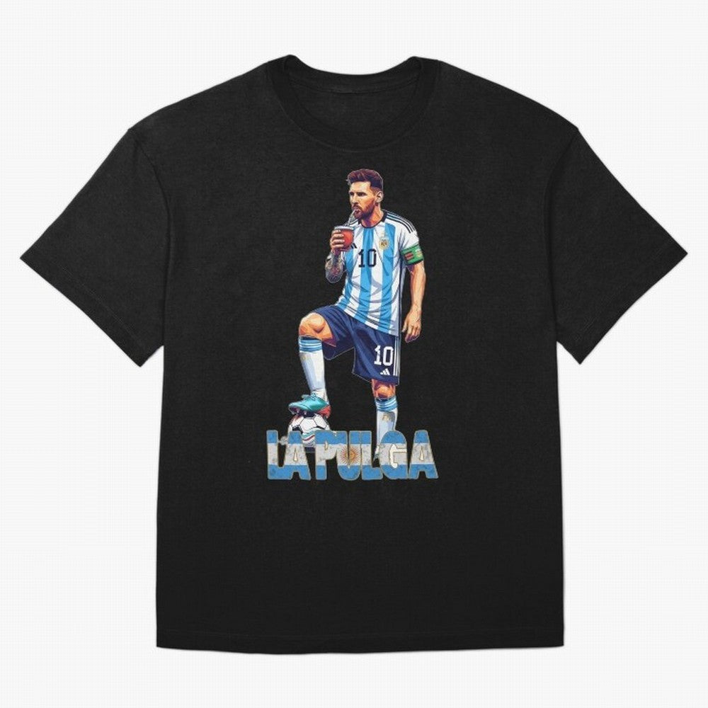 Messi the Flea Drinking Mate ¨C Unique Design by The Goat Classic T-Shirt Feel the Roar of FIFA World Cup 2026 USA Canada Mexico for Fans of Haaland and England, Bringing Worldwide Fan Energy, Dramatic Goals, Stadium Lights and Championship