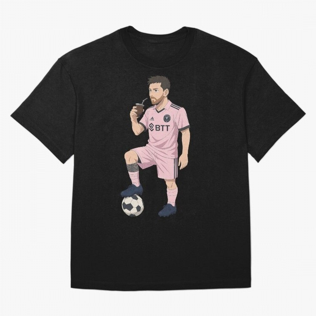 Lionel Messi Anime Style Drinking Mate - The Goat Inter Miami Classic T-Shirt Fuel Your Fan Pride for FIFA World Cup 2026 USA Canada Mexico Driven by Neymar, Argentina Energy, Tournament Hype, Historic Matchups, Family Viewing Parties and Global