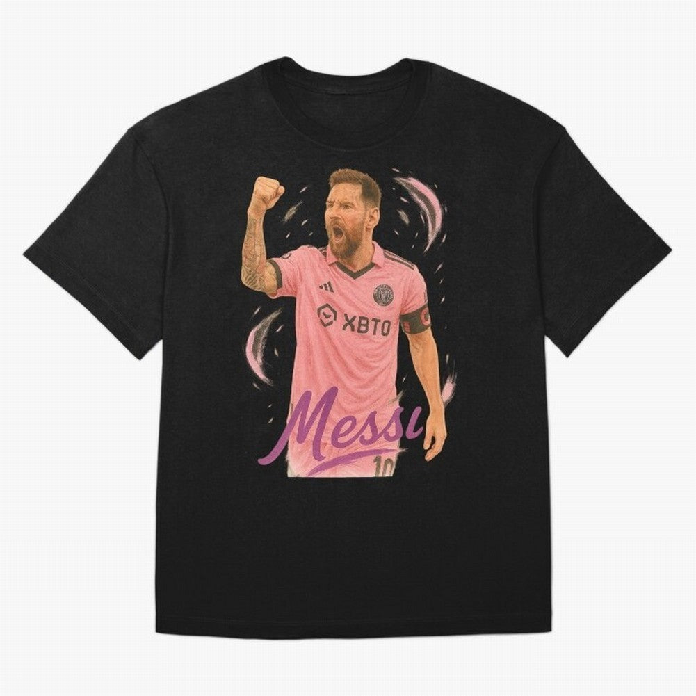 Lionel Messi Inter Miami Art ¨C Pink Jersey Football Icon Tribute	 Oversized T-Shirt Remember FIFA World Cup 2026 Connected to Mbappe and Neymar, England and Germany Energy, Stadium Memories, Football Loyalty, International Chants and Championship