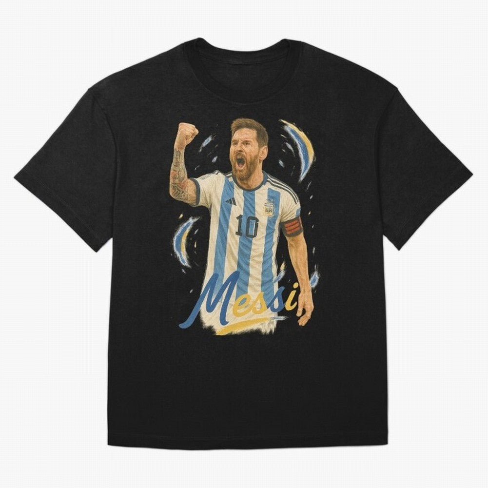 Lionel Messi Argentina Art ¨C Iconic World Cup Champion Tribute Design	 Oversized T-Shirt Bring Champion Energy into the FIFA World Cup 2026 Group Stage Journey through Cristiano Ronaldo Highlights, Argentina Pride, Soccer Culture, Superstar