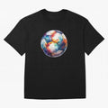 Football Soccer Ball Watercolor Illustration Drawing (Black BG) Oversized T-Shirt Make the Season About FIFA World Cup 2026 USA Canada Mexico Spirit, Capturing Netherlands, Neymar, Haaland and Cristiano Ronaldo, Game Day Rituals, Football Legends,