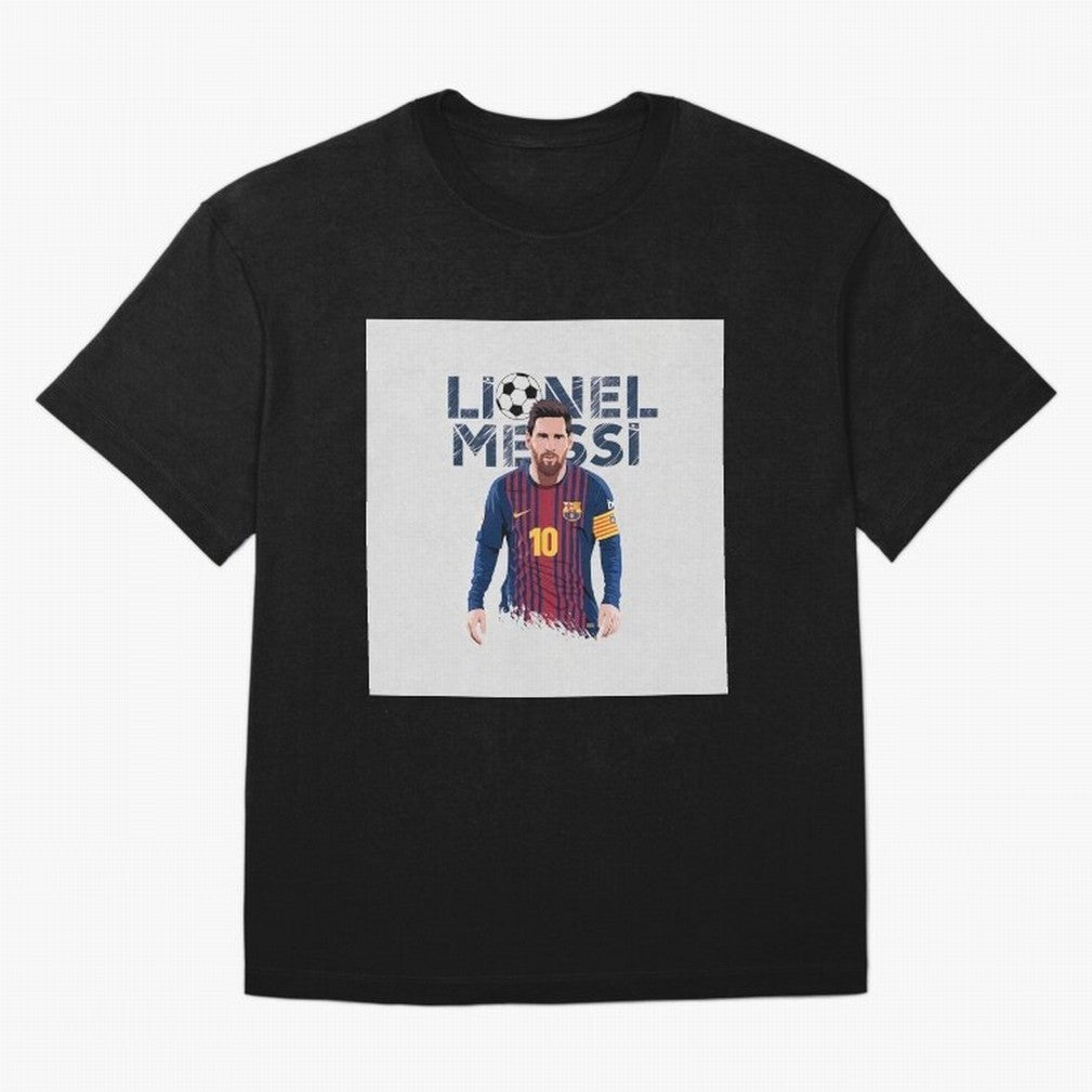 Stylized Lionel Messi Barcelona Illustration ¨C Iconic Football Artwork Oversized T-Shirt Support FIFA World Cup 2026 for Fans of CR7 and Messi and Portugal, Spain and Germany, Bringing Football History, Final Match Energy, Crowd Noise and Once in