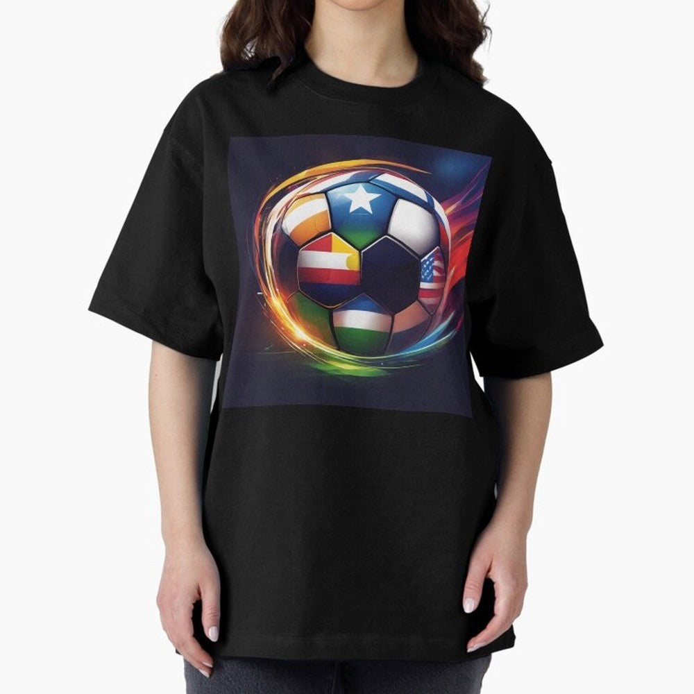 Soccer 2 Oversized T-Shirt Elevate FIFA World Cup 2026 for Fans of Messi and Cristiano Ronaldo and England and Germany, Bringing Worldwide Fan Energy, Dramatic Goals, Stadium Lights and Championship Celebrations; Ideal for Passionate Fans Who Love