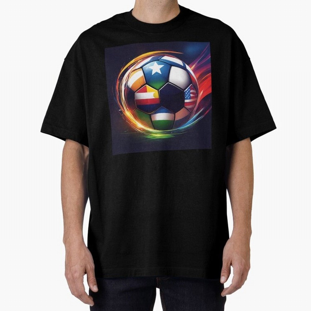 Soccer 2 Oversized T-Shirt Elevate FIFA World Cup 2026 for Fans of Messi and Cristiano Ronaldo and England and Germany, Bringing Worldwide Fan Energy, Dramatic Goals, Stadium Lights and Championship Celebrations; Ideal for Passionate Fans Who Love