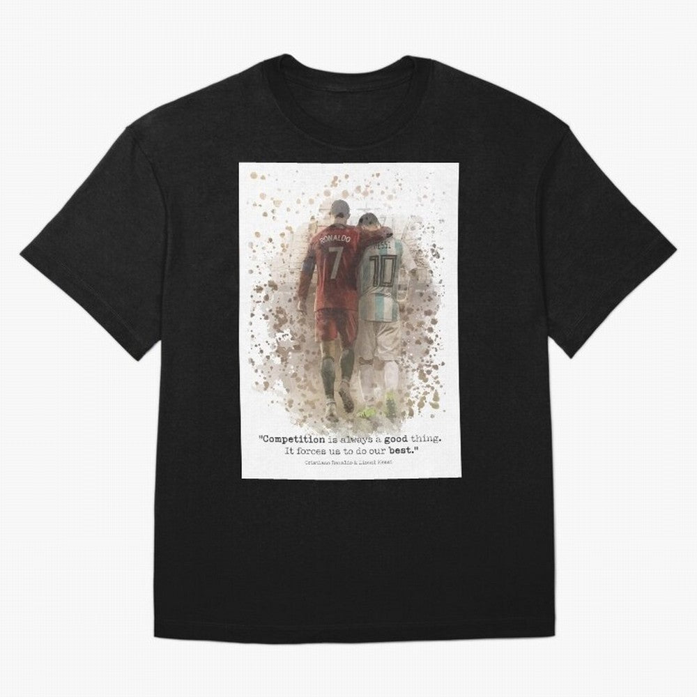 Cristiano Ronaldo Messi Soccer Quote Poster Oversized T-Shirt Bring Supporter Culture to FIFA World Cup 2026 USA Canada Mexico for Fans of Neymar, Haaland and Cristiano Ronaldo and Argentina and Brazil, Bringing Retro Football Energy, Iconic