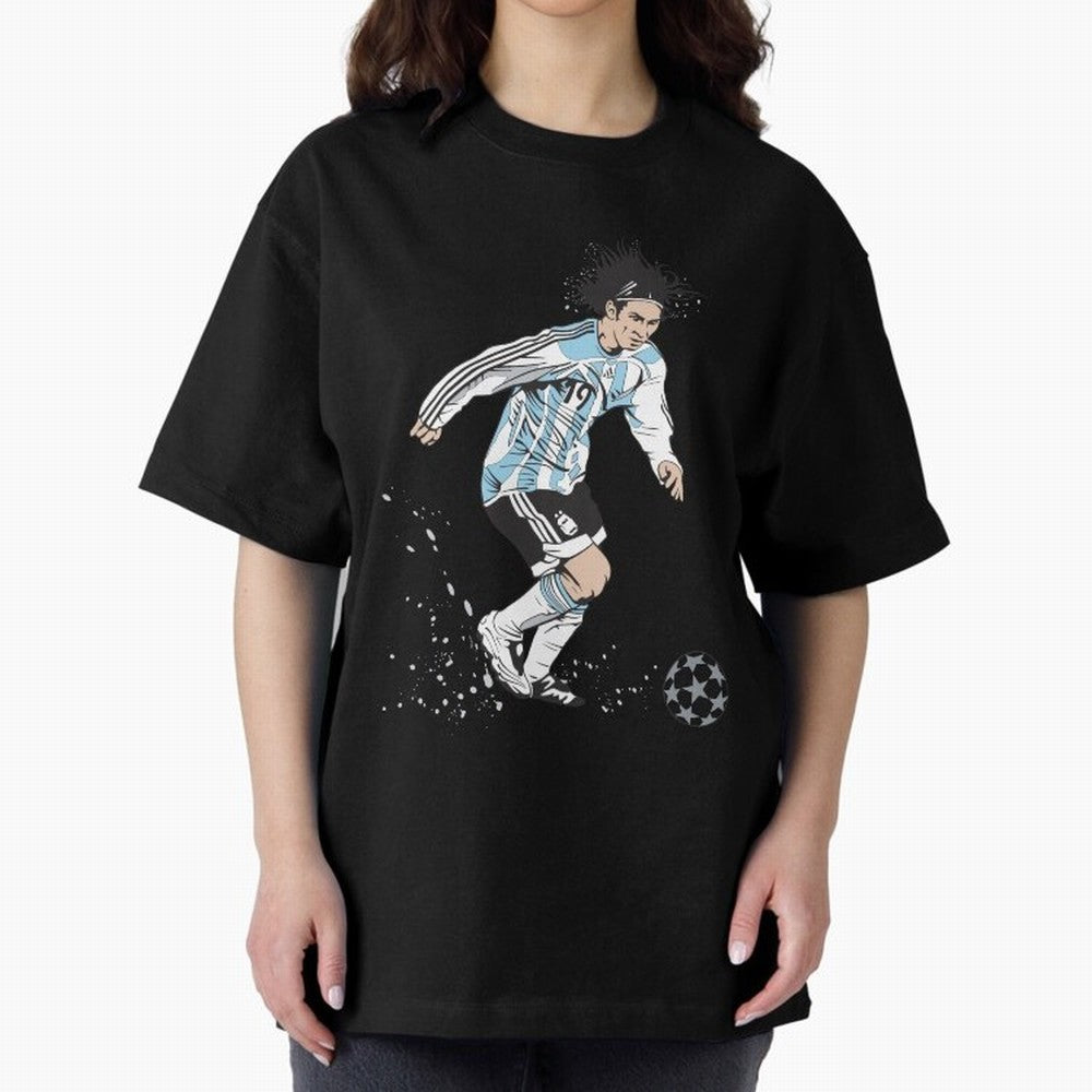 Lionel Messi runner Oversized T-Shirt Represent the Passion of FIFA World Cup 2026 for Fans of Neymar and Portugal, Bringing Game Day Rituals, Football Legends, Country Pride and the Road to the Final; Made for Collectors Who Enjoy Iconic Players,