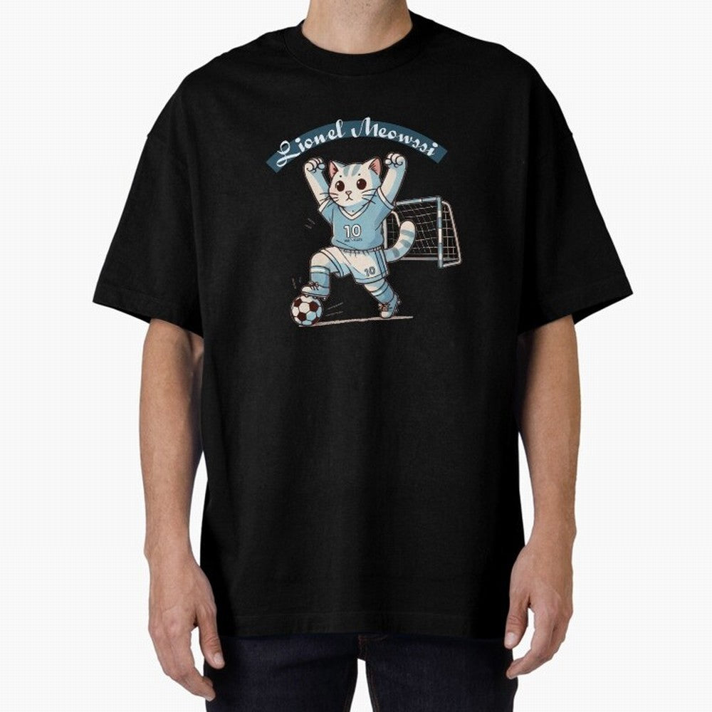 Lionel Meowssi Oversized T-Shirt Show Match Day Excitement for the FIFA World Cup 2026 Journey through Haaland and Mbappe Highlights, France Pride, Fan Favorite Moments, National Team Passion, Big Match Drama and Soccer History; Made for Collectors
