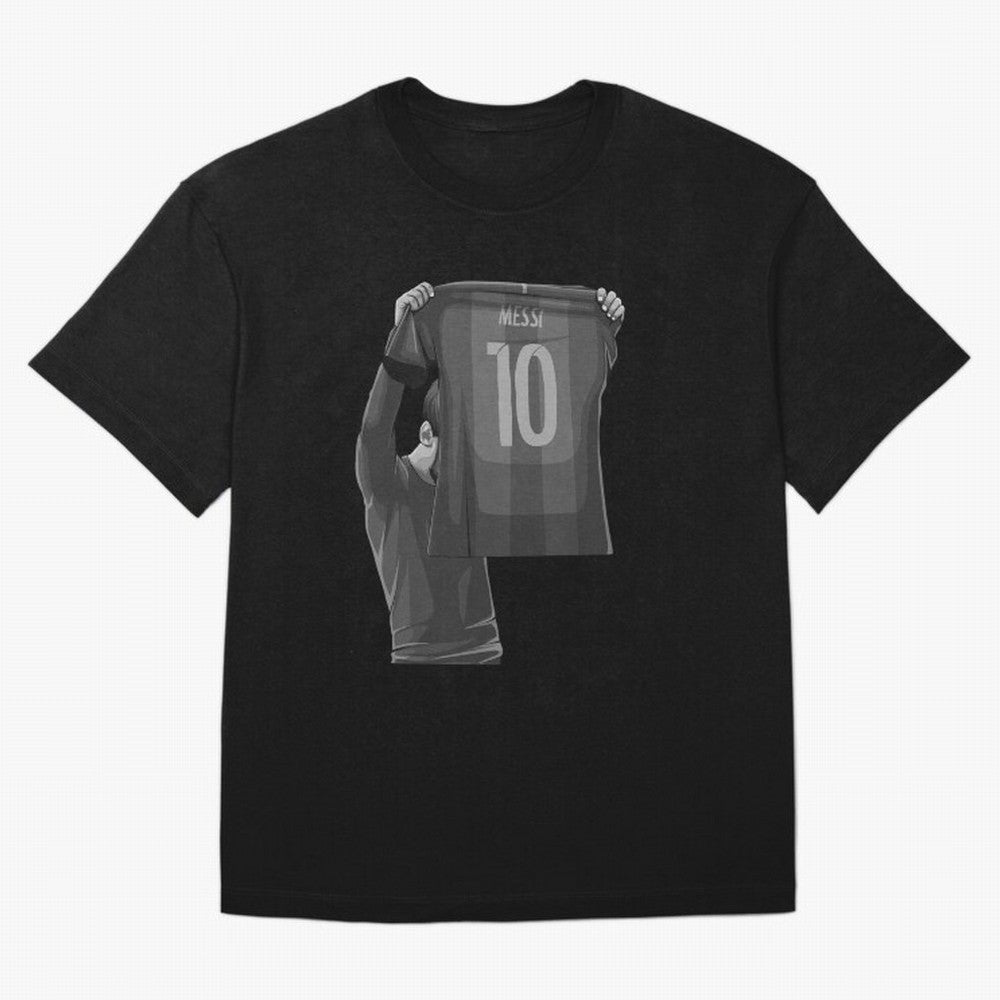Lionel Messi Black and White Version Oversized T-Shirt Show Passion for the Stars of FIFA World Cup 2026 for Fans of Neymar and Brazil, Bringing Championship Spirit, Famous Goals, Roaring Crowds and International Football Unity; Great for