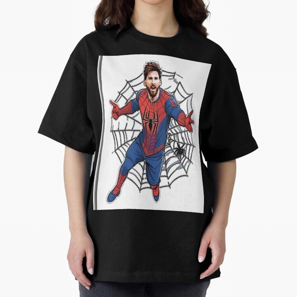 Lionel Messi Spider Oversized T-Shirt Cheer for Match Day Hype around FIFA World Cup 2026 USA Canada Mexico, Cristiano Ronaldo, Haaland and CR7, Argentina, Sports Nostalgia, International Competition, Famous Players and Unforgettable Victories;