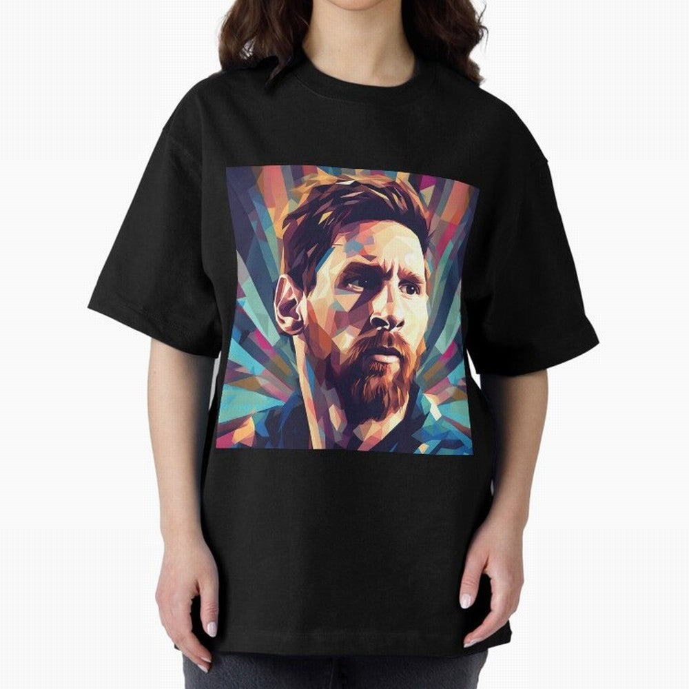Lionel Messi Portrait Abstract Digital Art, Football Player Classic T-Shirt Fuel Global Football Passion for FIFA World Cup 2026 Group Stage, with Messi, England, France and Netherlands, Vintage Soccer Flavor, Modern Football Stars, National Flags