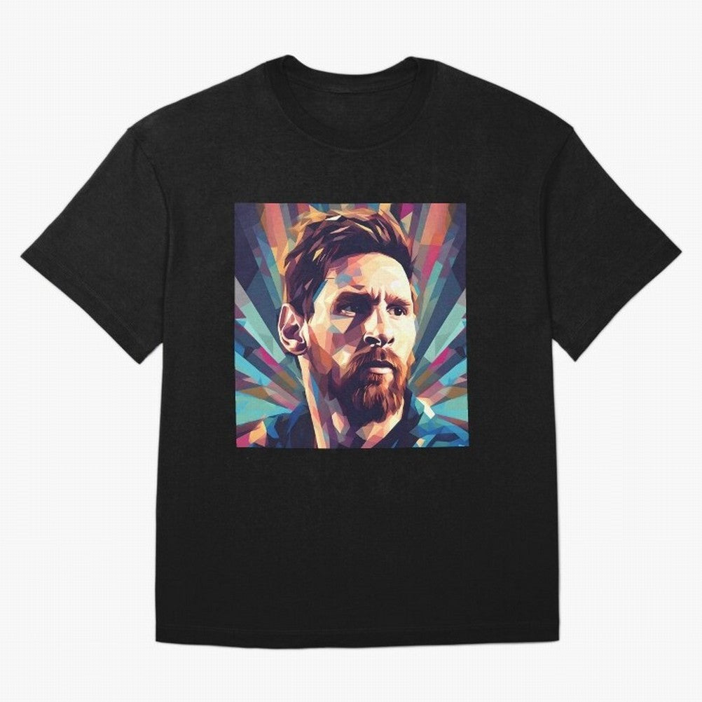 Lionel Messi Portrait Abstract Digital Art, Football Player Classic T-Shirt Fuel Global Football Passion for FIFA World Cup 2026 Group Stage, with Messi, England, France and Netherlands, Vintage Soccer Flavor, Modern Football Stars, National Flags