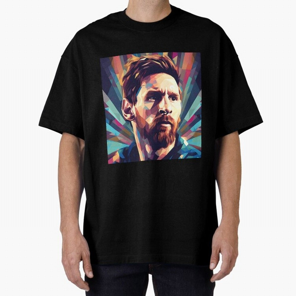 Lionel Messi Portrait Abstract Digital Art, Football Player Classic T-Shirt Fuel Global Football Passion for FIFA World Cup 2026 Group Stage, with Messi, England, France and Netherlands, Vintage Soccer Flavor, Modern Football Stars, National Flags