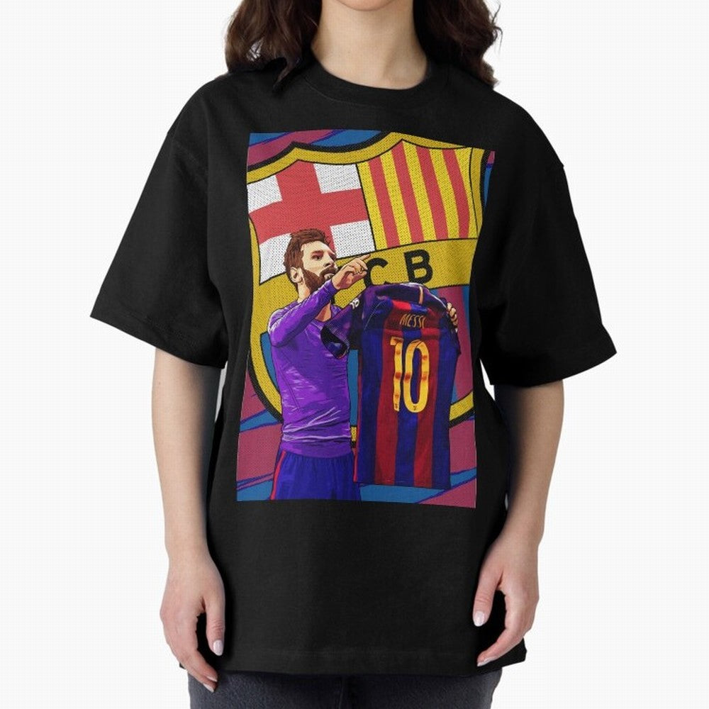 Messi Goat in FC Barcelna Premium T-Shirt Represent Football Lovers during Match Day Hype around FIFA World Cup 2026, Mbappe and Neymar, France and Portugal, Worldwide Fan Energy, Dramatic Goals, Stadium Lights and Championship Celebrations;