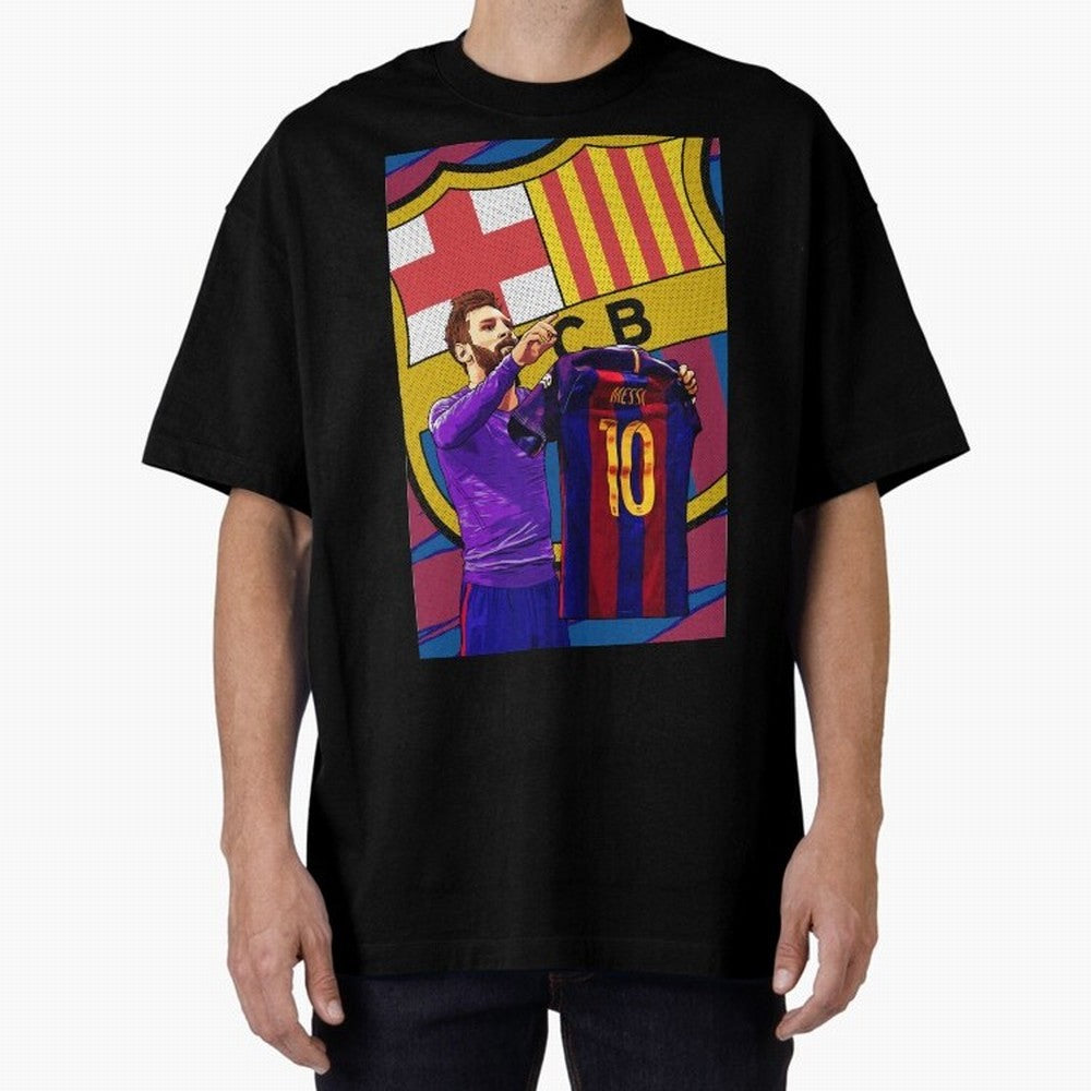 Messi Goat in FC Barcelna Premium T-Shirt Represent Football Lovers during Match Day Hype around FIFA World Cup 2026, Mbappe and Neymar, France and Portugal, Worldwide Fan Energy, Dramatic Goals, Stadium Lights and Championship Celebrations;