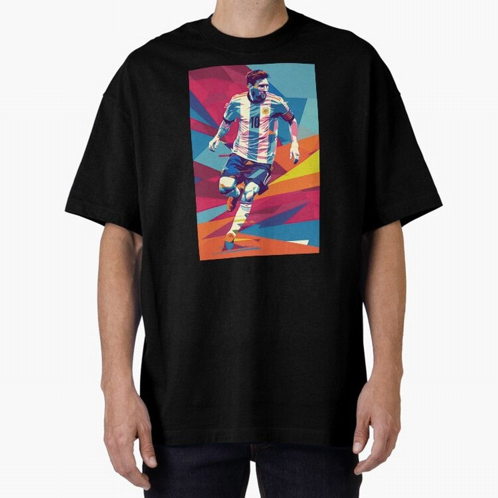 Messi in action Graphic poster design Premium T-Shirt Represent Global Football Passion for FIFA World Cup 2026 Group Stage, Inspired by Neymar, England and Germany, Game Day Rituals, Football Legends, Country Pride and the Road to the Final;