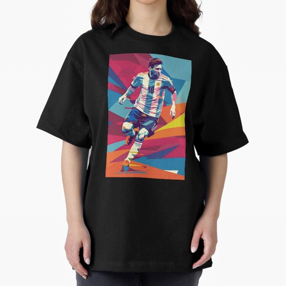 Messi in action Graphic poster design Premium T-Shirt Represent Global Football Passion for FIFA World Cup 2026 Group Stage, Inspired by Neymar, England and Germany, Game Day Rituals, Football Legends, Country Pride and the Road to the Final;