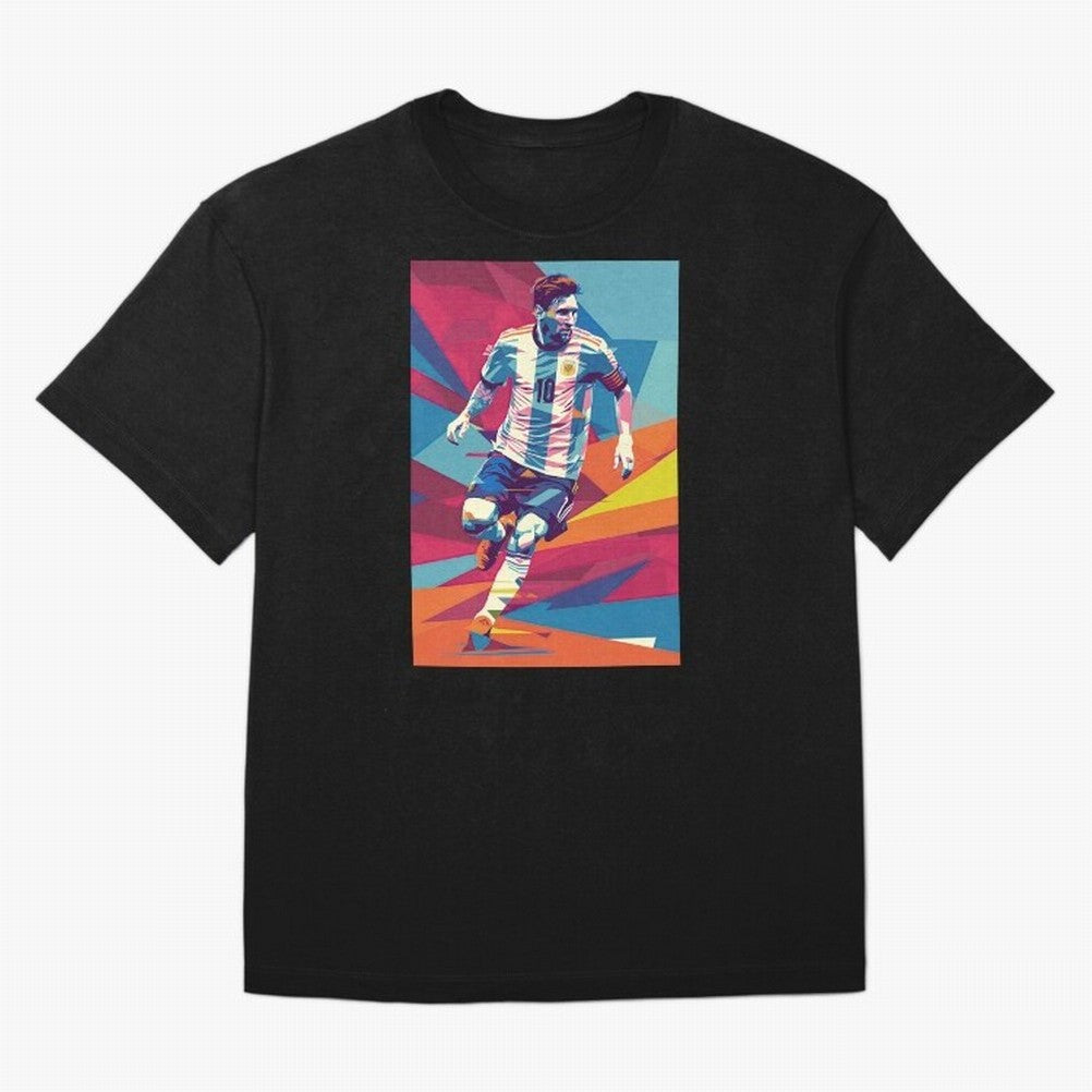 Messi in action Graphic poster design Premium T-Shirt Represent Global Football Passion for FIFA World Cup 2026 Group Stage, Inspired by Neymar, England and Germany, Game Day Rituals, Football Legends, Country Pride and the Road to the Final;