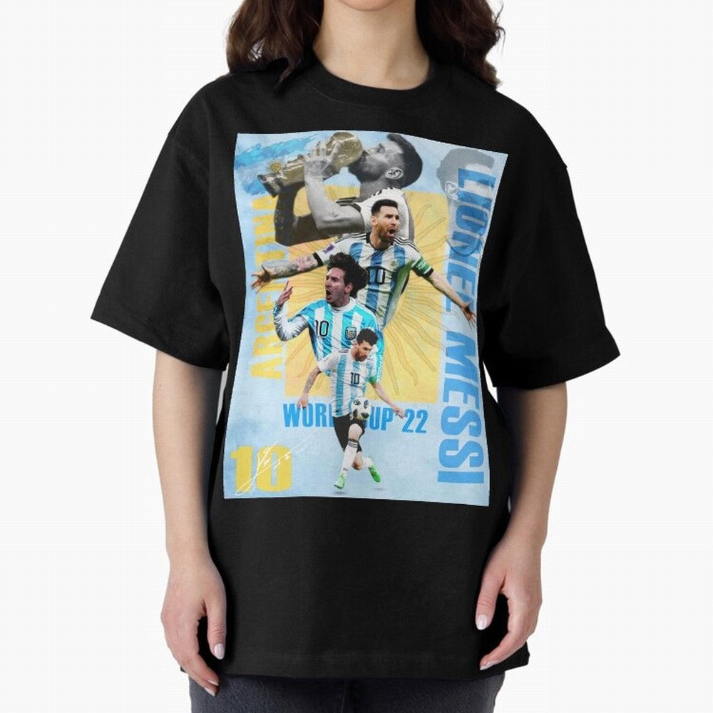 Lionel Messi Argentina World Cup Victory Poster - 2022 Soccer Champion Wall Art Premium T-Shirt Celebrate the FIFA World Cup 2026 Group Stage Journey through Cristiano Ronaldo Highlights, Argentina, France and Brazil Pride, Football Festival