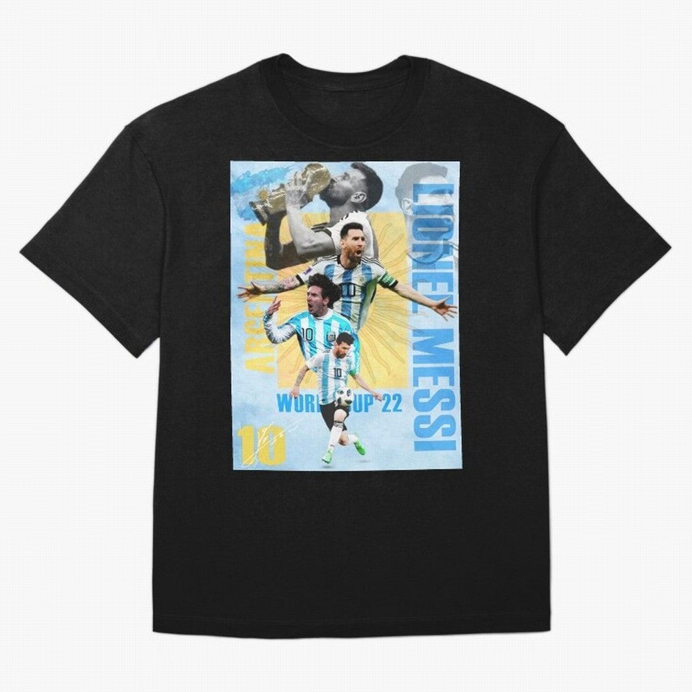 Lionel Messi Argentina World Cup Victory Poster - 2022 Soccer Champion Wall Art Premium T-Shirt Celebrate the FIFA World Cup 2026 Group Stage Journey through Cristiano Ronaldo Highlights, Argentina, France and Brazil Pride, Football Festival