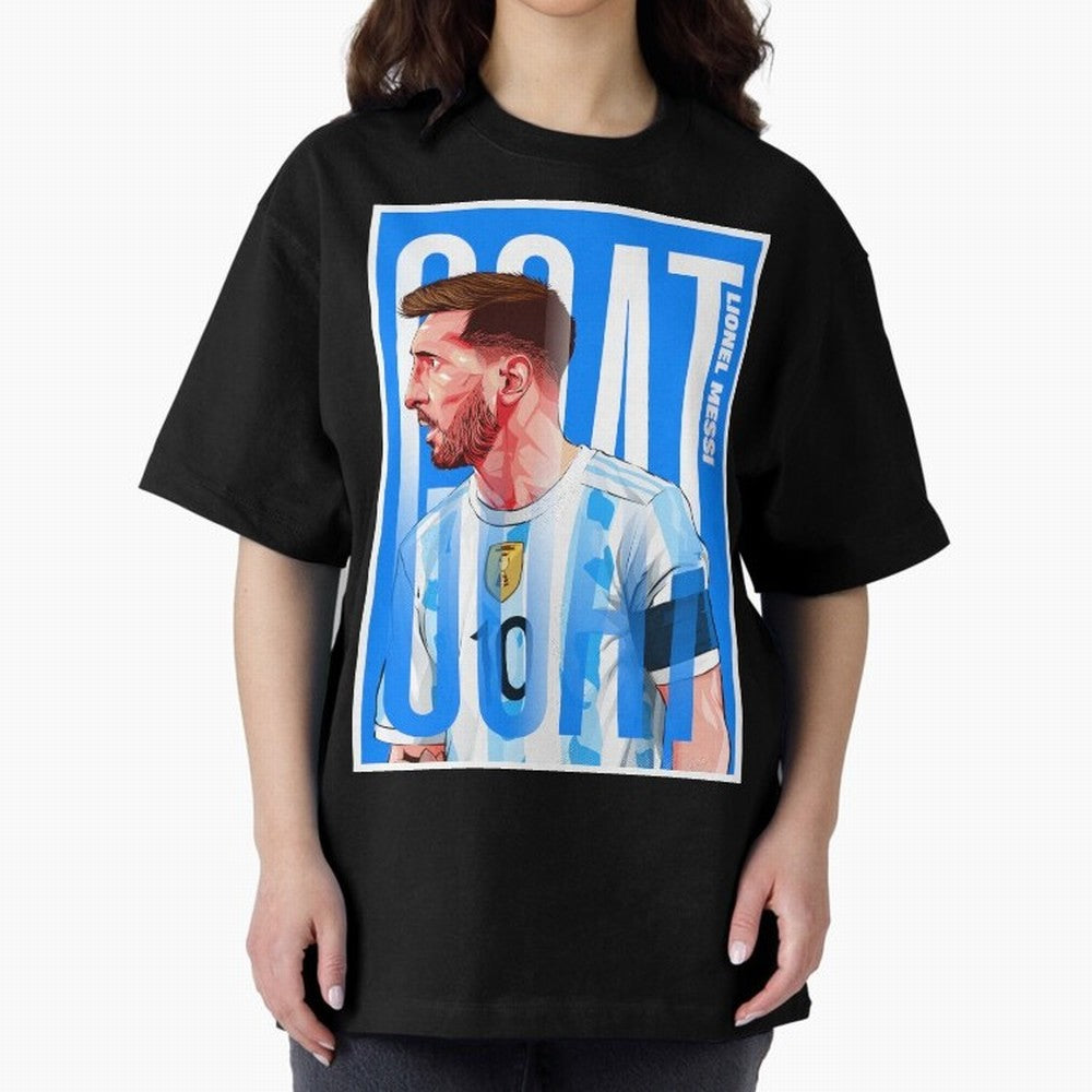 Lionel Messi The GOAT Illustration artwork Premium T-Shirt Join the Global Buzz around Global Football Passion for FIFA World Cup 2026 USA Canada Mexico, Centered on Cristiano Ronaldo, Haaland and CR7, France, Champion Mindset, Group Stage Buzz,