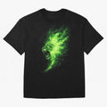 Neon Green Flame Lion ¨C Glowing Fire Roar Beast Graphic | Dark Aesthetic Streetwear Design Graphic T-Shirt Fuel the Hype around FIFA World Cup 2026 for Fans of Cristiano Ronaldo, Haaland and CR7 and Germany, Bringing Championship Spirit, Famous
