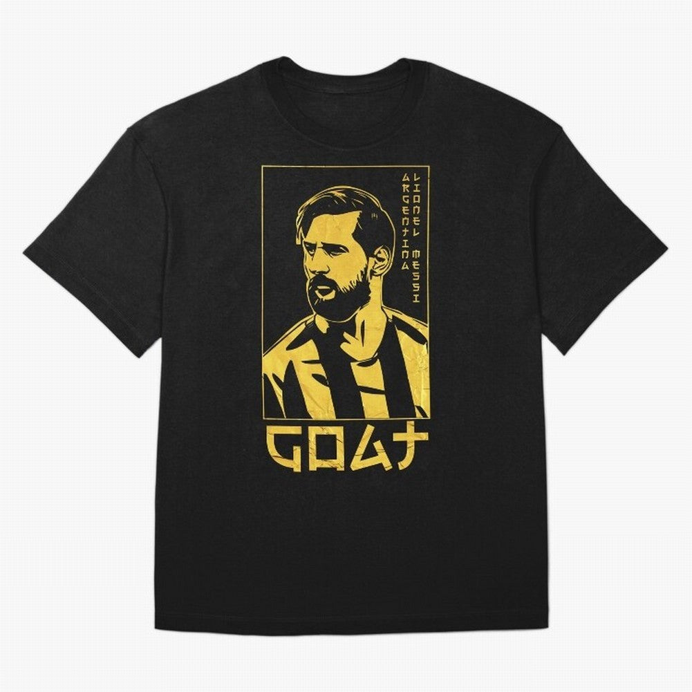 Lionel Messi Golden Style Portrait art illustration Premium T-Shirt Represent FIFA World Cup 2026 Spirit, Highlighting Portugal, Spain and Germany, Neymar, Haaland and Cristiano Ronaldo, Champion Mindset, Group Stage Buzz, Knockout Tension and