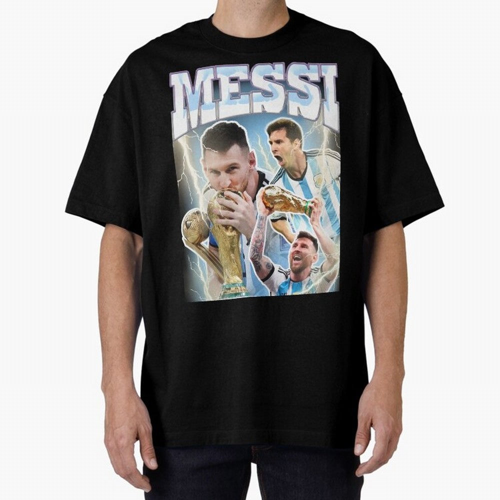 Messi Champion Vintage Retro Design Premium T-Shirt Cheer through Every Moment of FIFA World Cup 2026 Group Stage for Fans of Messi and France and Portugal, Bringing Vintage Soccer Flavor, Modern Football Stars, National Flags and Final Night