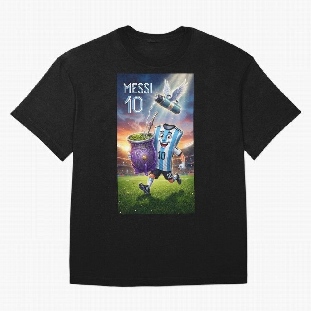 Messi 10 & Mate Magic ¨C The Soul of Argentine Football - Argentina Football Mate Mascot - Messi 10 Soccer Fan Art Oversized T-Shirt Keep the Legacy of Match Day Hype around FIFA World Cup 2026 Group Stage, Cristiano Ronaldo, France, Retro Football