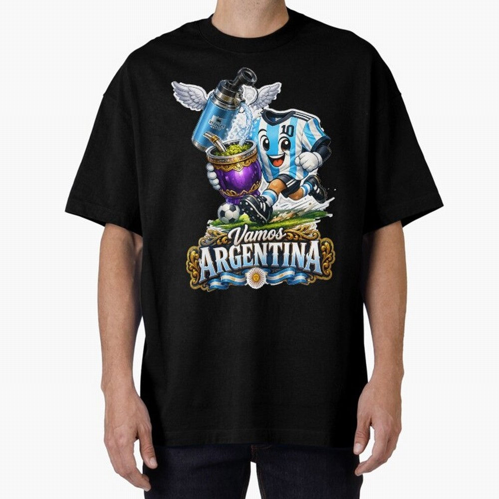 Cancha & Mate Dreams ¨C Argentina Football Heritage - Argentina Football Mate Mascot - Messi 10 Soccer Fan Art Classic T-Shirt Honor Match Day Hype around FIFA World Cup 2026 Group Stage, Haaland and Mbappe, England and Germany, Global Supporter