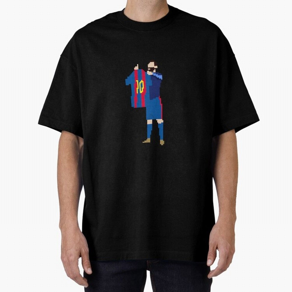 Messi Iconic Celebration Pixel Classic T-Shirt Support FIFA World Cup 2026 USA Canada Mexico Spirit, Inspired by Portugal, Neymar, Haaland and Cristiano Ronaldo, Sports Nostalgia, International Competition, Famous Players and Unforgettable
