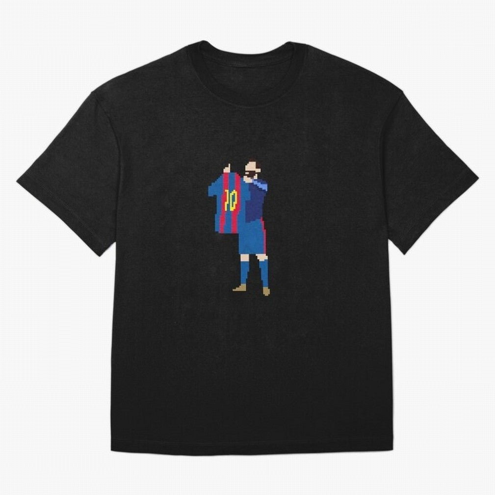Messi Iconic Celebration Pixel Classic T-Shirt Support FIFA World Cup 2026 USA Canada Mexico Spirit, Inspired by Portugal, Neymar, Haaland and Cristiano Ronaldo, Sports Nostalgia, International Competition, Famous Players and Unforgettable