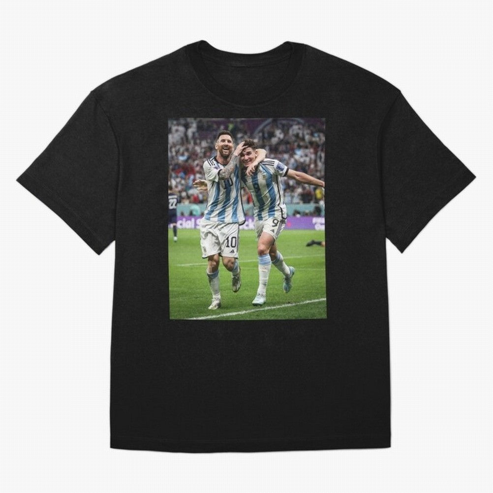 Messi x Alvarez Semifinal Classic T-Shirt Join FIFA World Cup 2026 Group Stage for Fans of Mbappe and France, Bringing Retro Football Energy, Iconic Rivalries, Trophy Chase Drama and Stadium Atmosphere; Ideal for Fans Who Follow Messi, Cristiano