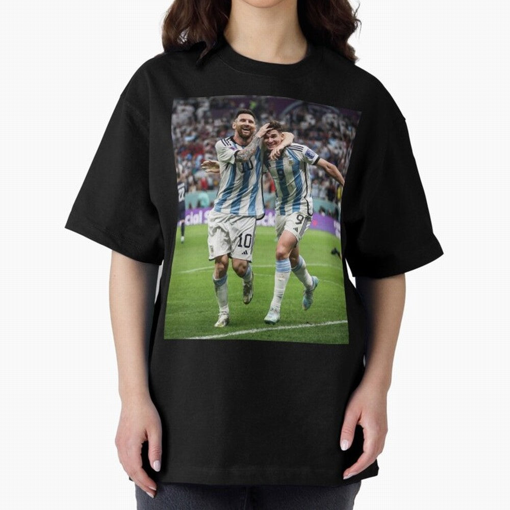 Messi x Alvarez Semifinal Classic T-Shirt Join FIFA World Cup 2026 Group Stage for Fans of Mbappe and France, Bringing Retro Football Energy, Iconic Rivalries, Trophy Chase Drama and Stadium Atmosphere; Ideal for Fans Who Follow Messi, Cristiano