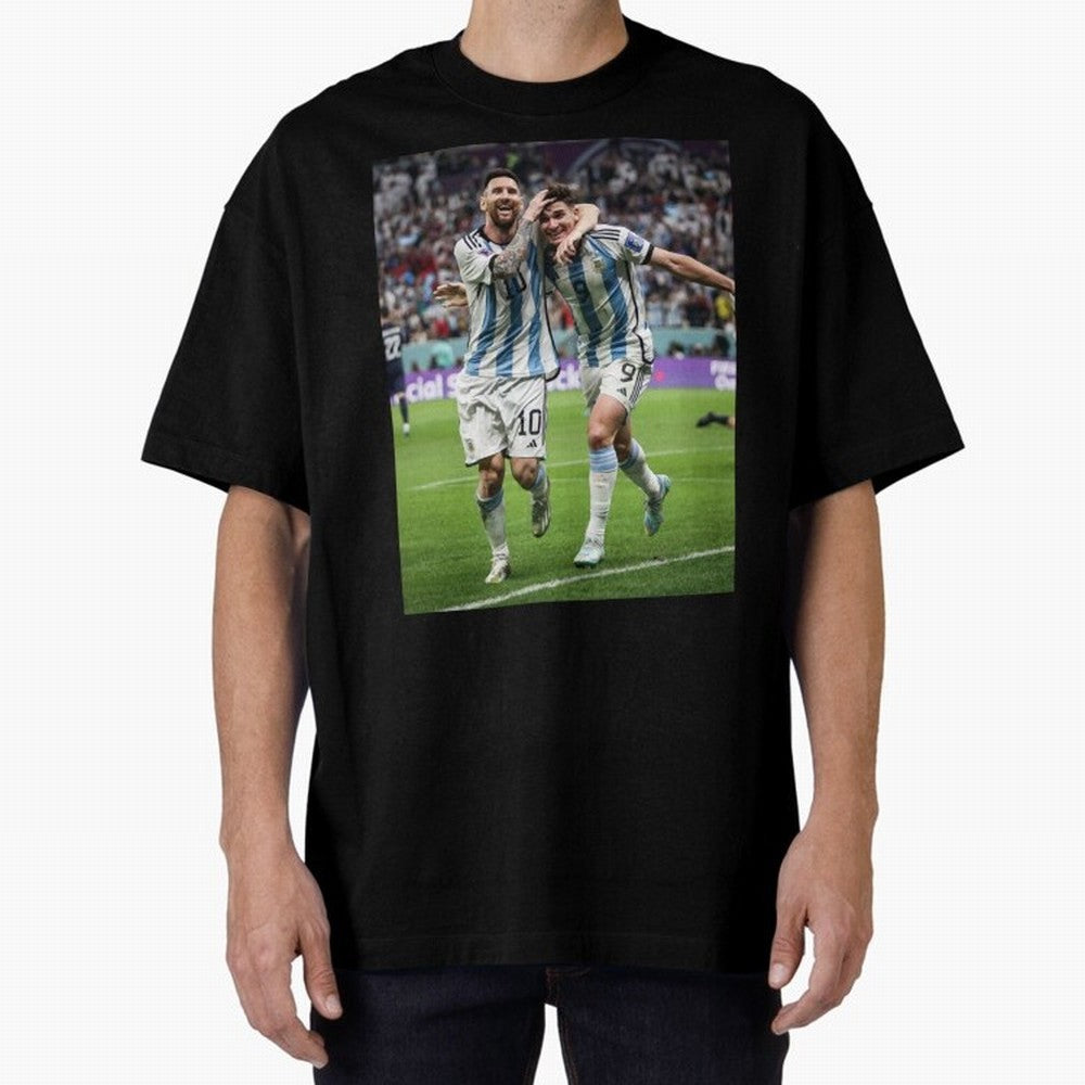 Messi x Alvarez Semifinal Classic T-Shirt Join FIFA World Cup 2026 Group Stage for Fans of Mbappe and France, Bringing Retro Football Energy, Iconic Rivalries, Trophy Chase Drama and Stadium Atmosphere; Ideal for Fans Who Follow Messi, Cristiano
