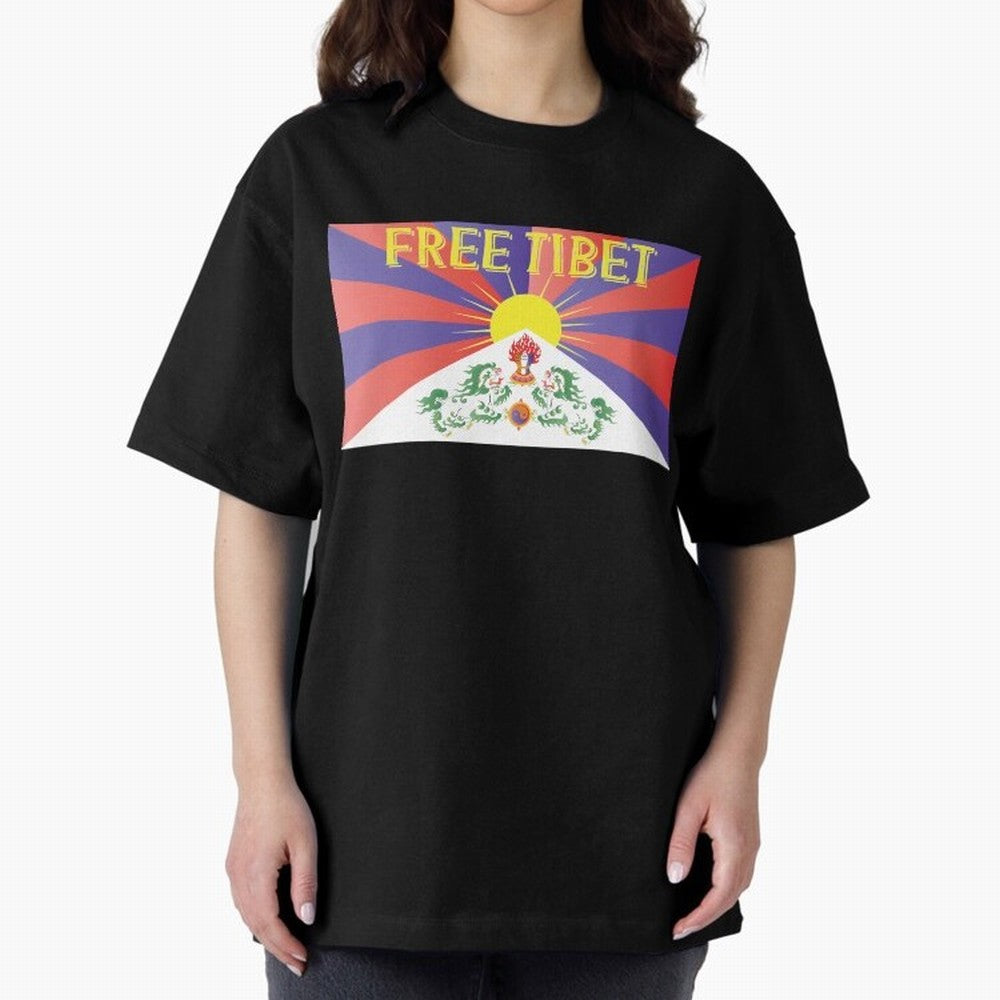 Free Tibet Movement Oversized T-Shirt Bring International Match Energy to Global Football Passion for FIFA World Cup 2026 Group Stage, Driven by Messi, CR7 and Mbappe, Brazil, Global Supporter Spirit, Legendary Goals, National Colors and Tournament