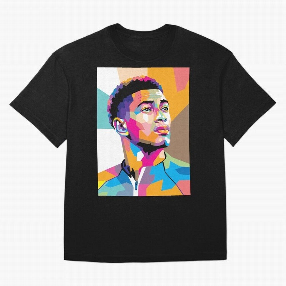 Jude Bellingham in WPAP Style Classic T-Shirt Spotlight Global Football Passion for FIFA World Cup 2026 USA Canada Mexico, with Messi and Cristiano Ronaldo, England, France and Netherlands, Soccer Culture, Superstar Moments, National Team Dreams