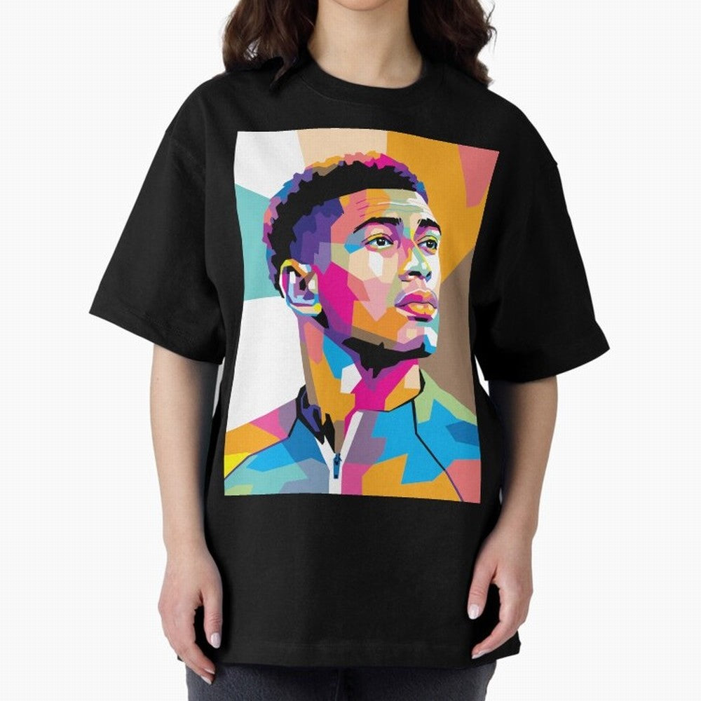Jude Bellingham in WPAP Style Classic T-Shirt Spotlight Global Football Passion for FIFA World Cup 2026 USA Canada Mexico, with Messi and Cristiano Ronaldo, England, France and Netherlands, Soccer Culture, Superstar Moments, National Team Dreams