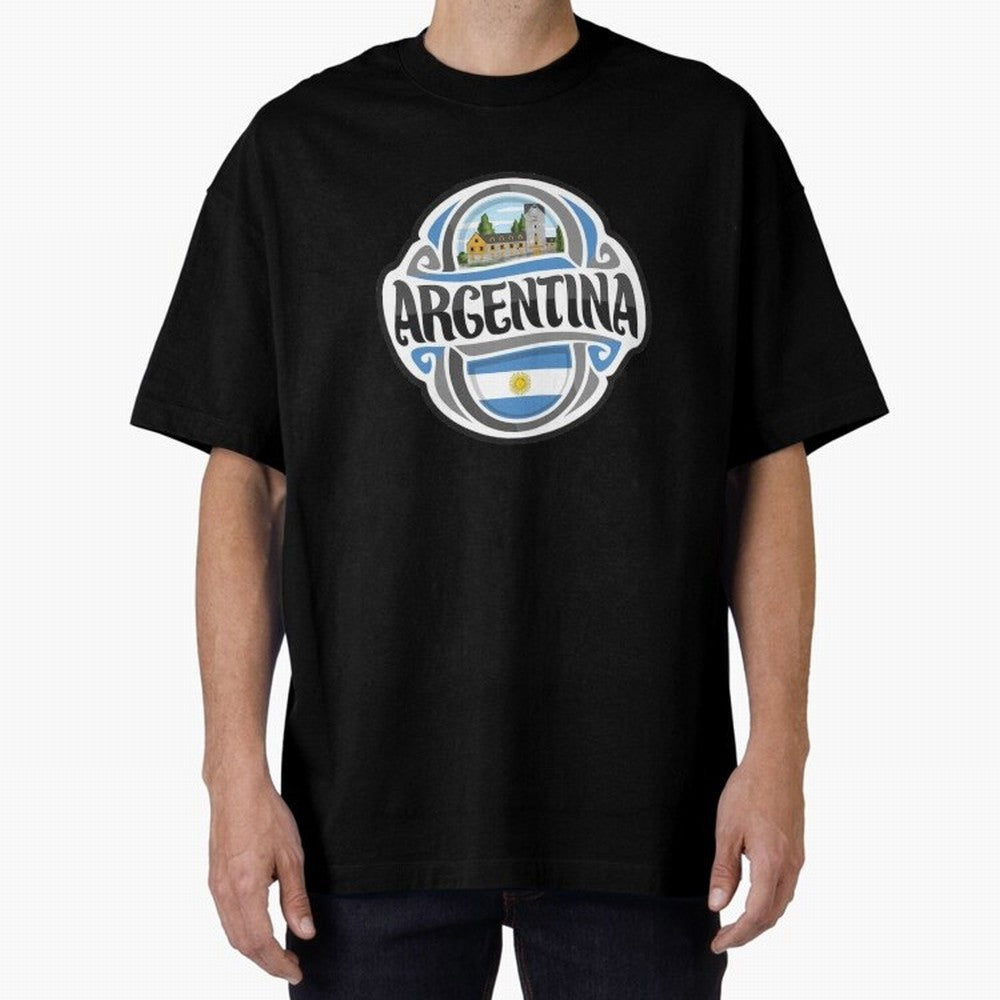 Decorative Argentina Logo Oversized T-Shirt Cheer through Every Moment of the FIFA World Cup 2026 USA Canada Mexico Journey through Neymar Highlights, Portugal, Spain and Germany Pride, Retro Football Energy, Iconic Rivalries, Trophy Chase Drama