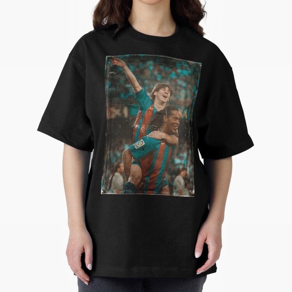 Messi and Ronaldinho Celebration Classic T-Shirt Honor the Beautiful Game during the FIFA World Cup 2026 Journey through Messi, CR7 and Mbappe Highlights, Brazil, Portugal and Argentina Pride, Vintage Soccer Flavor, Modern Football Stars, National